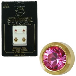 STUDEX Birthstone studs - reg bezel gold - october / rose